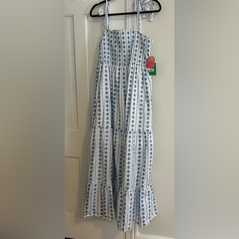 ARULA Blue and White Patterned SunDress Sz 2x NWT